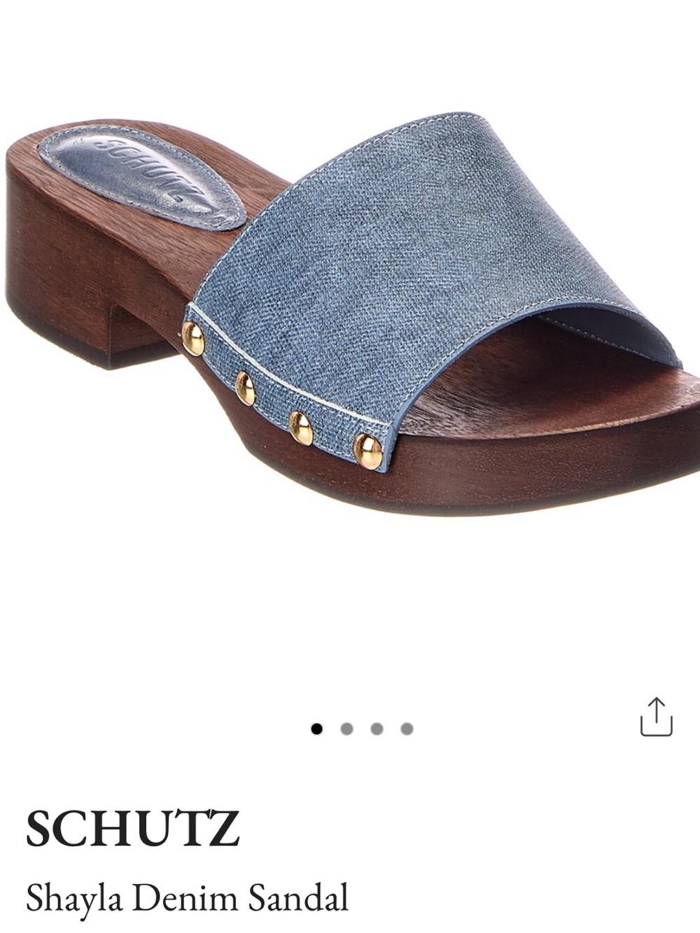 SCHUTZ Denim Slide Mule with Gold Studs - Light Blue NWT Sz 7 NIB